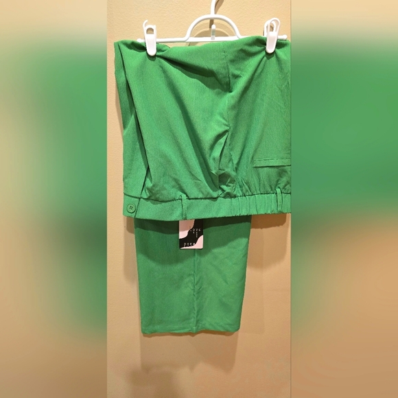 Bowen elastic wide leg pants, green, large - Picture 1 of 3